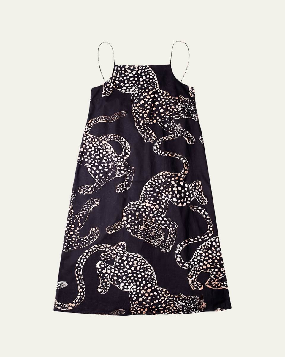 Jag-Print Square-Neckline Cotton Slip Night